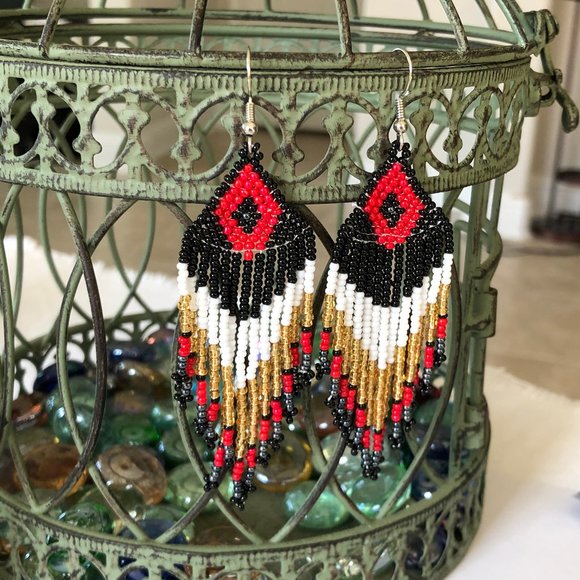 Handmade Beaded Bohemian Earrings Multicolored NEW - Picture 5 of 6